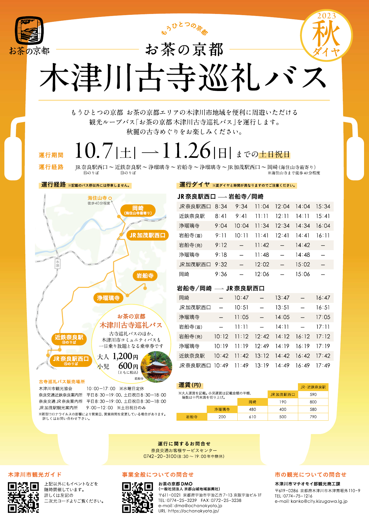 お茶の京都 木津川古寺巡礼バス 2023秋