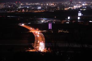男山展望台からの夜景　さくらであい館ライトアップ